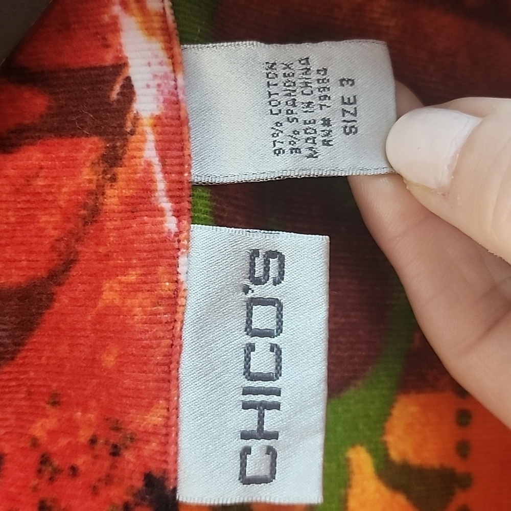Chico’s Orange Multicolor Corduroy Button Down Long Sleeve Shirt Jacket XL - Picture 2 of 5